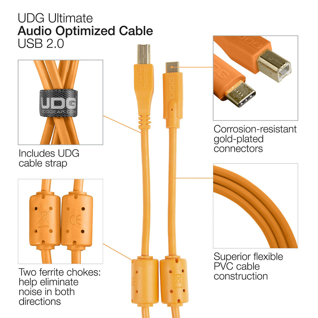 UDG Ultimate audio Kabel USB 2.0 C-B Orange Rak 1,5m