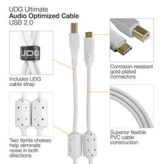 UDG Ultimate audio Kabel USB 2.0 C-B Vit Rak 1,5m