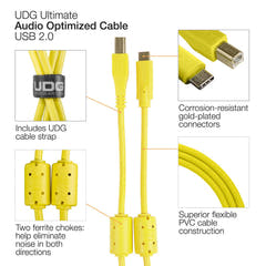 UDG Ultimate audio Kabel USB 2.0 C-B Gul Rak 1,5m