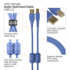 UDG Ultimate Audio Cable USB 2.0 A-B Blå Vinklad 3m