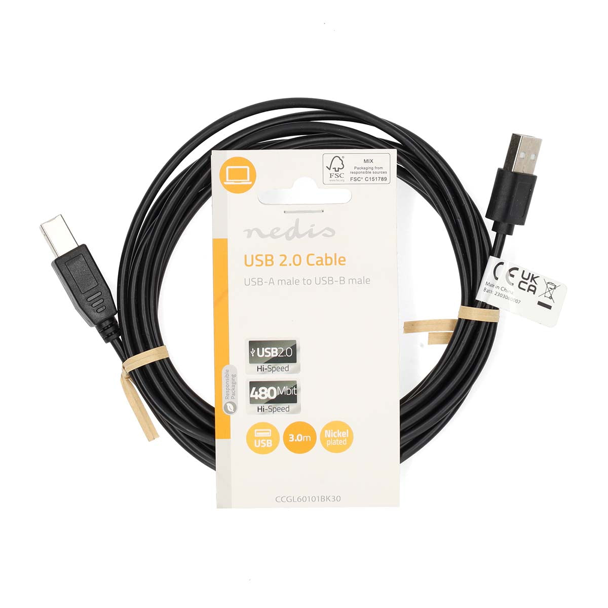 USB-A till USB-B (3m)