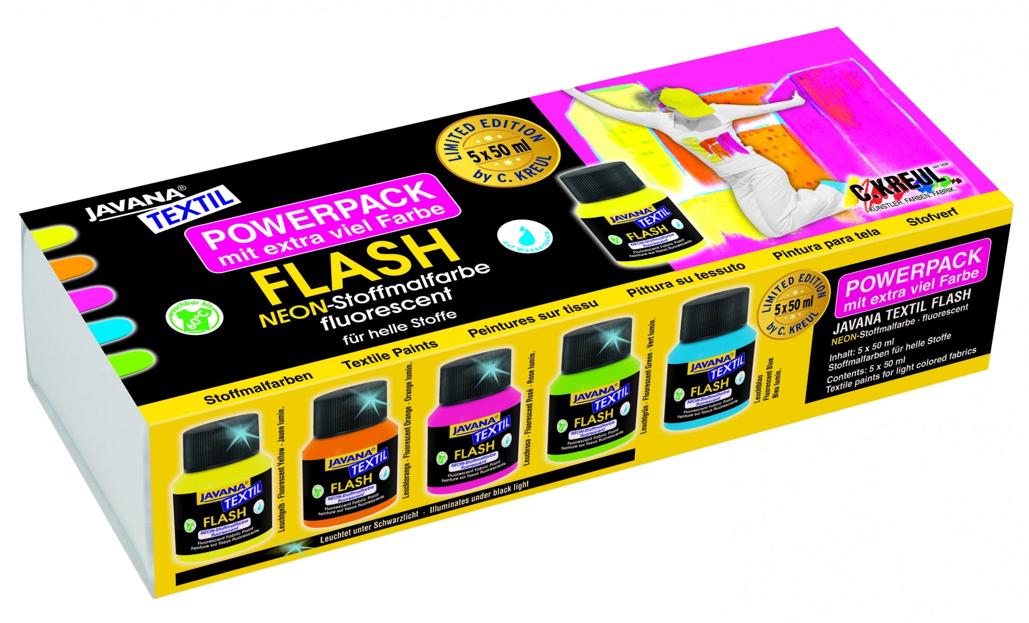 UV textilfärg 5 x 50 ml.