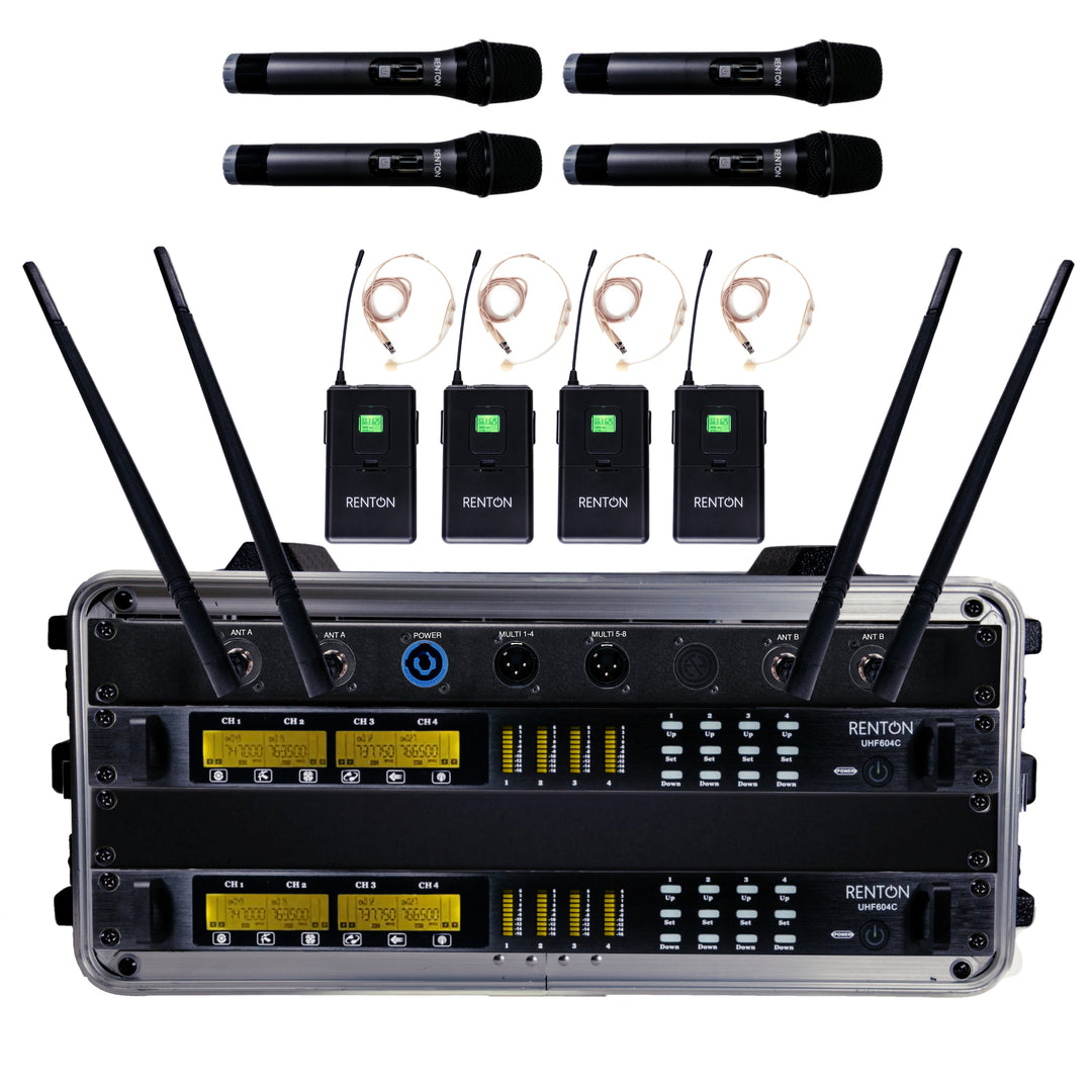 Renton Rack Trådlöst Kombi System (4 Handhållna + 4 Headset)