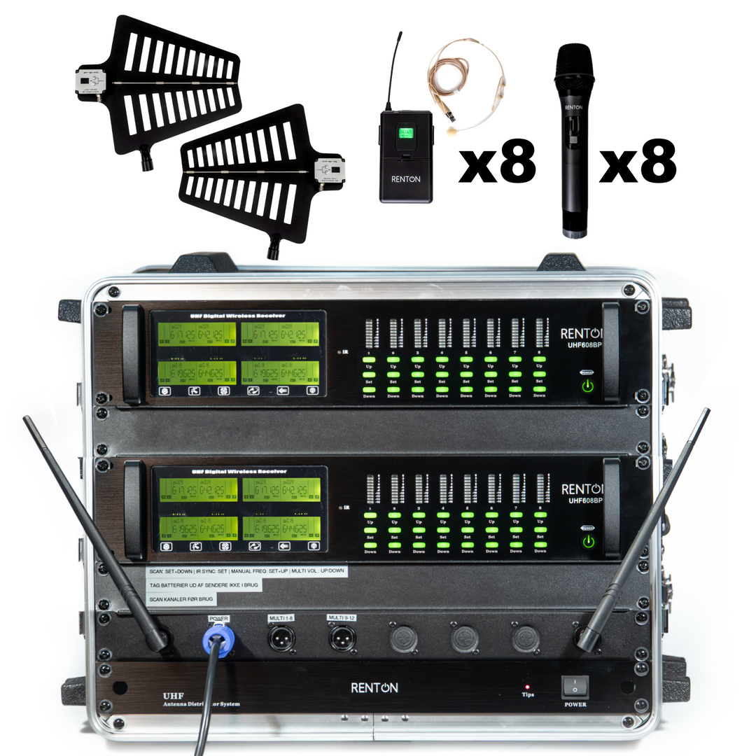 Renton Rack Trådlöst Kombi System (8 Handhållna + 8 Headset)
