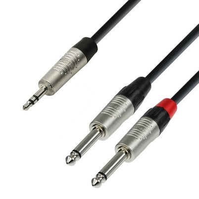Y-delad kabel Minijack till 6,3 mm Jack (6m)