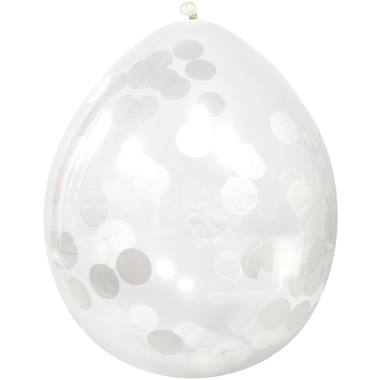 Ballonger med konfetti (vit, 30 cm)
