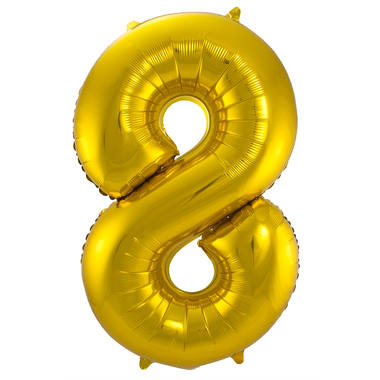 8-formad nummerfolieballong (guld, 86 cm)