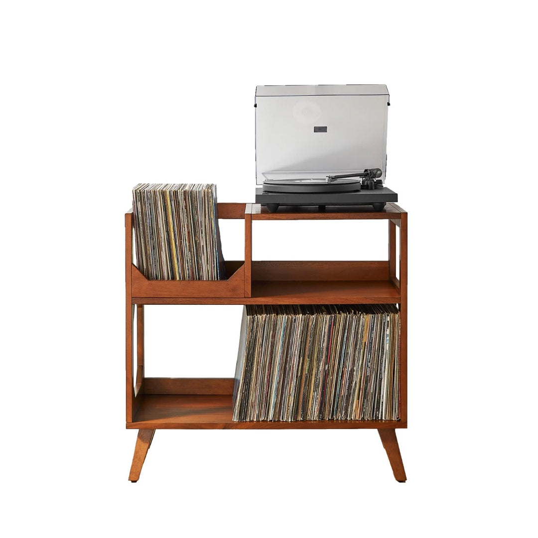 Crosley Asheville Medium Pladespillerbord med Vinylopbevaring – Walnut