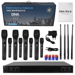 DNA RV-8 Trådlöst UHF Mikrofoner Set med 8 handhållna mikrofoner
