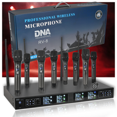 DNA RV-8 Trådlöst UHF Mikrofoner Set med 8 handhållna mikrofoner