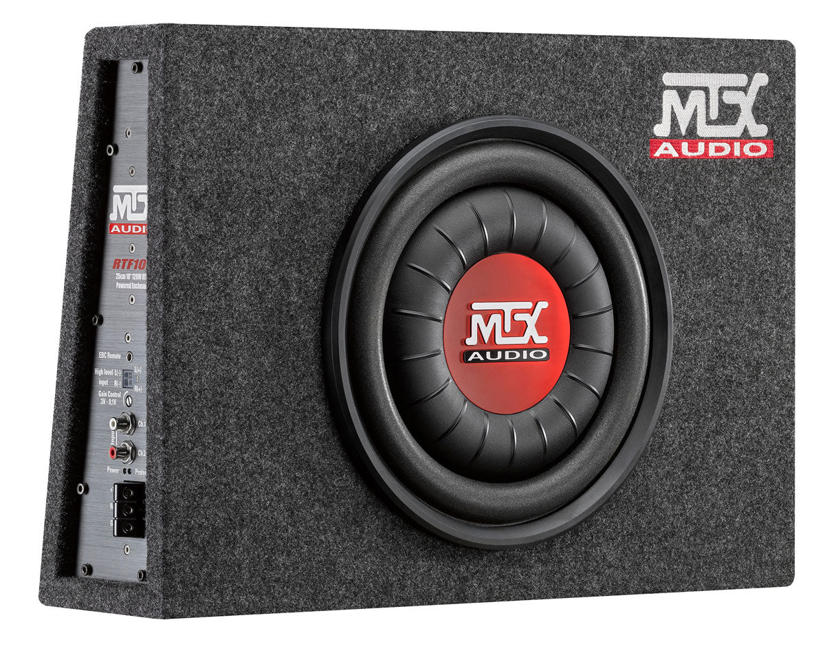 MTX RTF10P Utrymmesbesparande aktiv subwoofer med inbyggd D-klassförstärkare