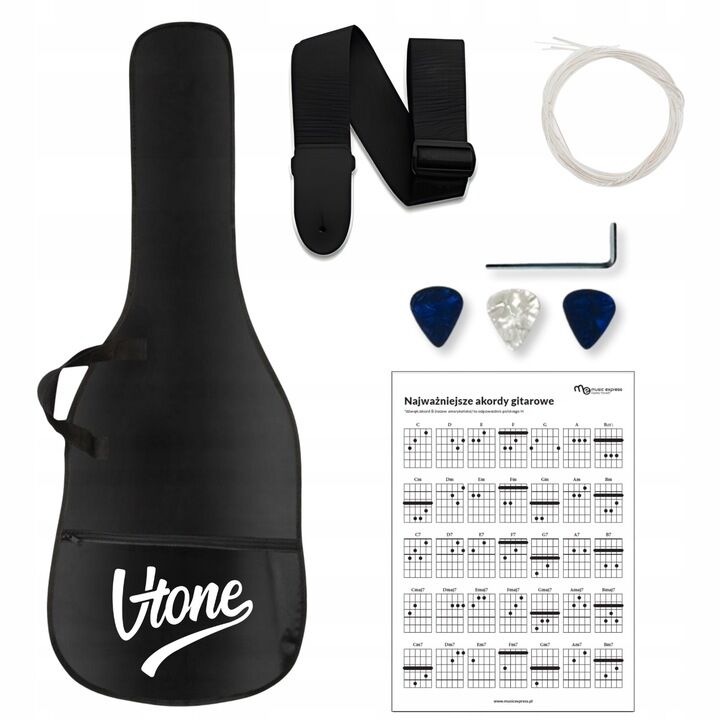 V-Tone CG TWO NT Klassisk Gitarrer 4/4 Startpaket i natur med väska & tillbehör