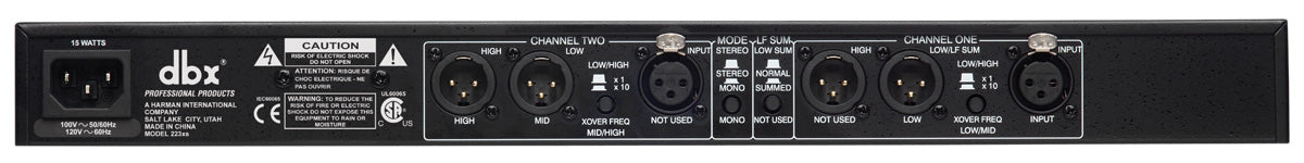 dbx 223XS Stereo 2-vägs / Mono 3-vägs crossover