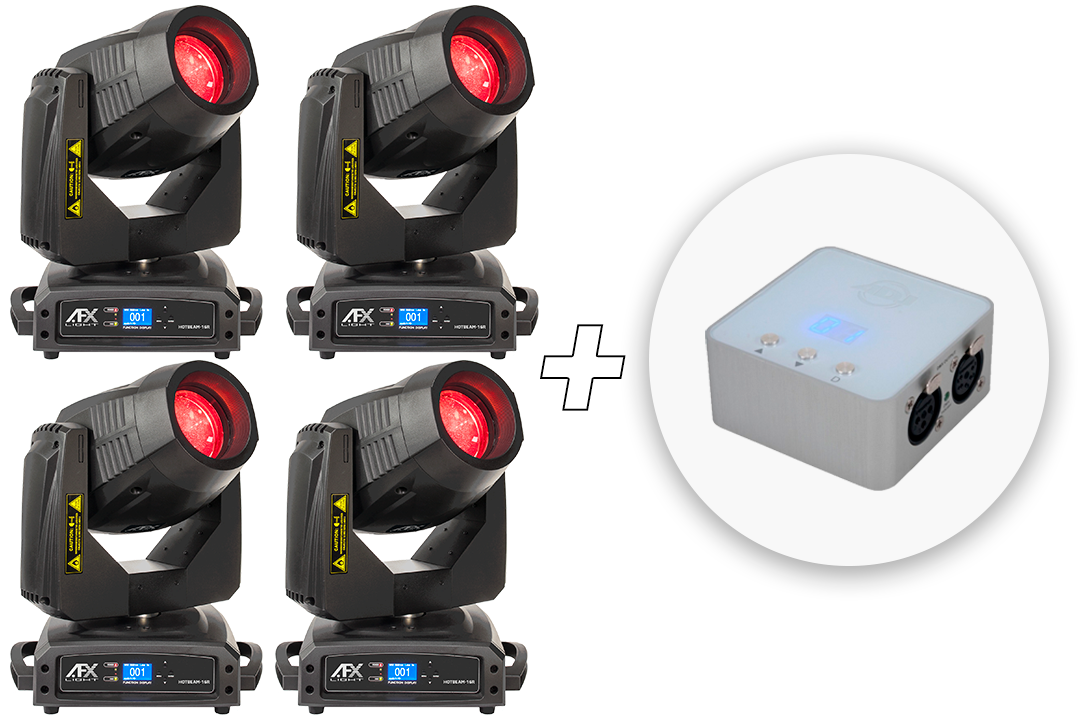 4 stycken. AFX HOTBEAM 16R (Beam - Spot - Wash) + Gratis MyDMX 3.0