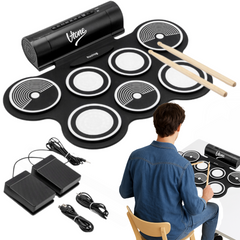V-TONE RD7 Elektroniskt Trumset – Roll-Up Drum Kit med 7 Pads, Pedaler och Högtalare