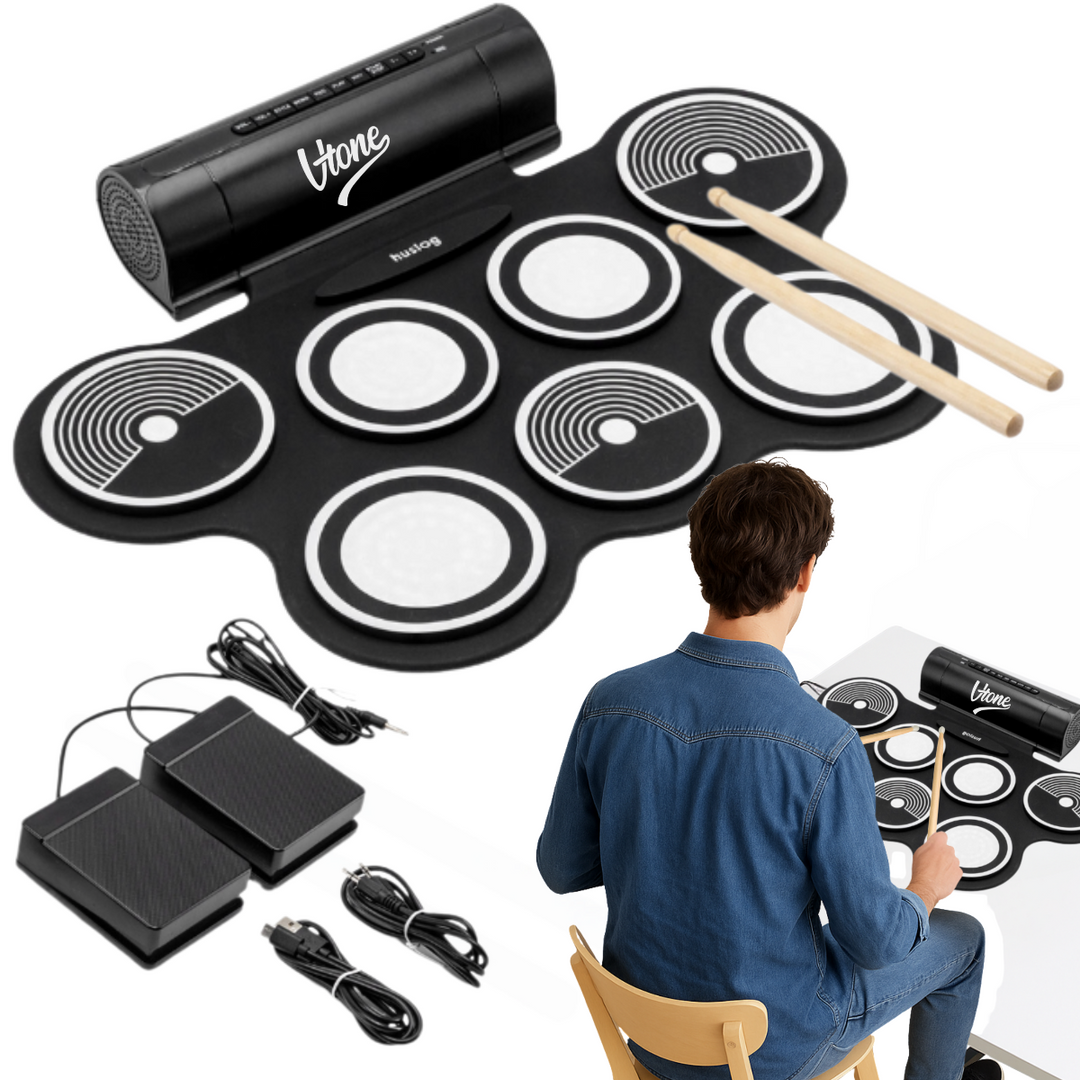 V-TONE RD7 Elektroniskt Trumset – Roll-Up Drum Kit med 7 Pads, Pedaler och Högtalare
