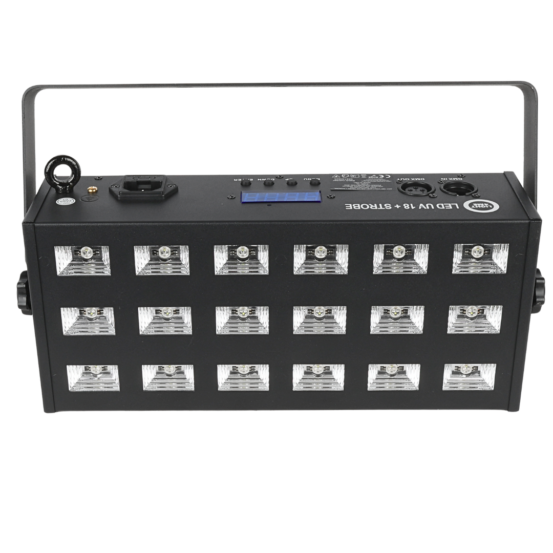 LIGHT4ME LED UV 18x3W spotlight + strobe DMX