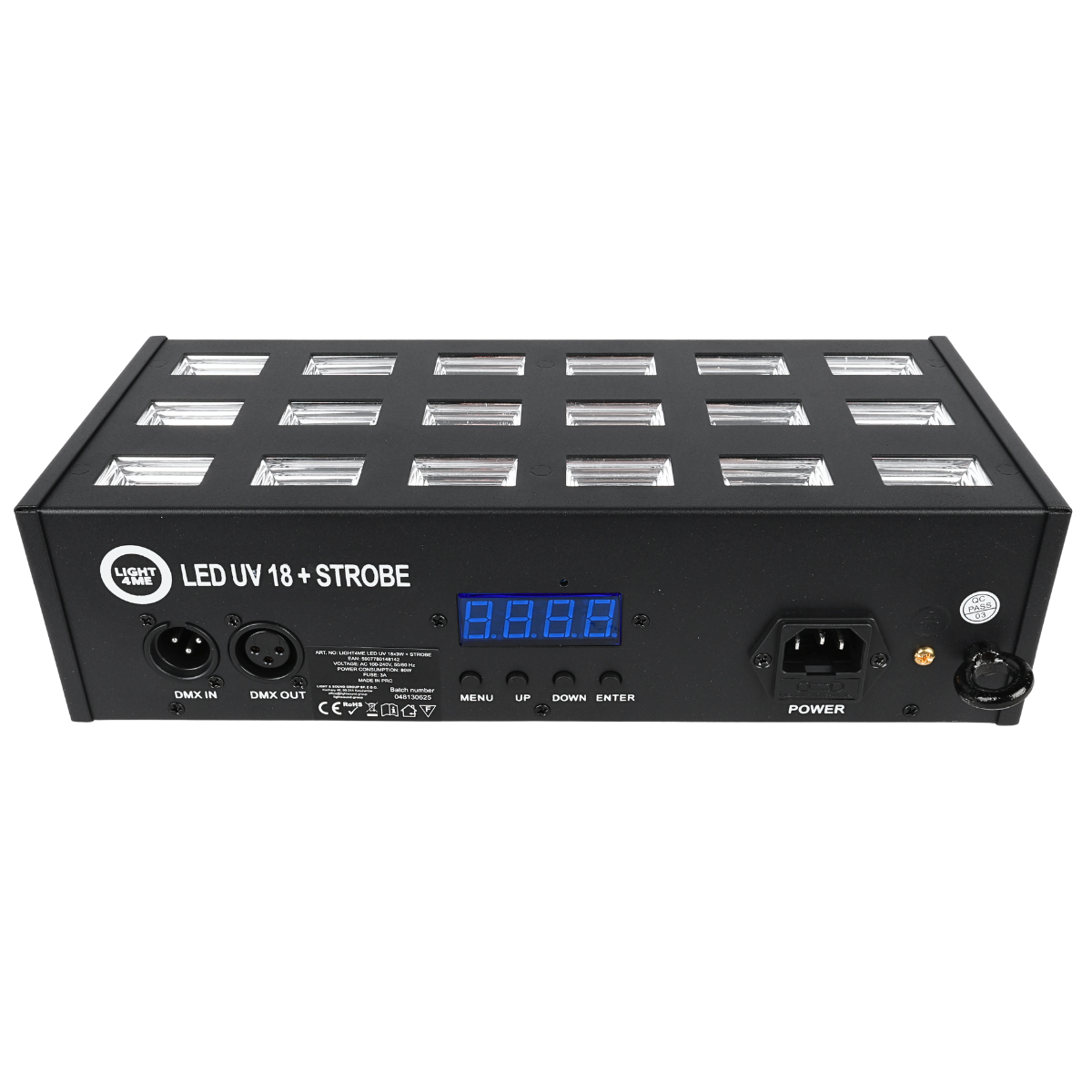 LIGHT4ME LED UV 18x3W spotlight + strobe DMX