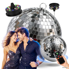 Light4Me Spegelkula 20 cm med LED, motor och fjärrkontroll
