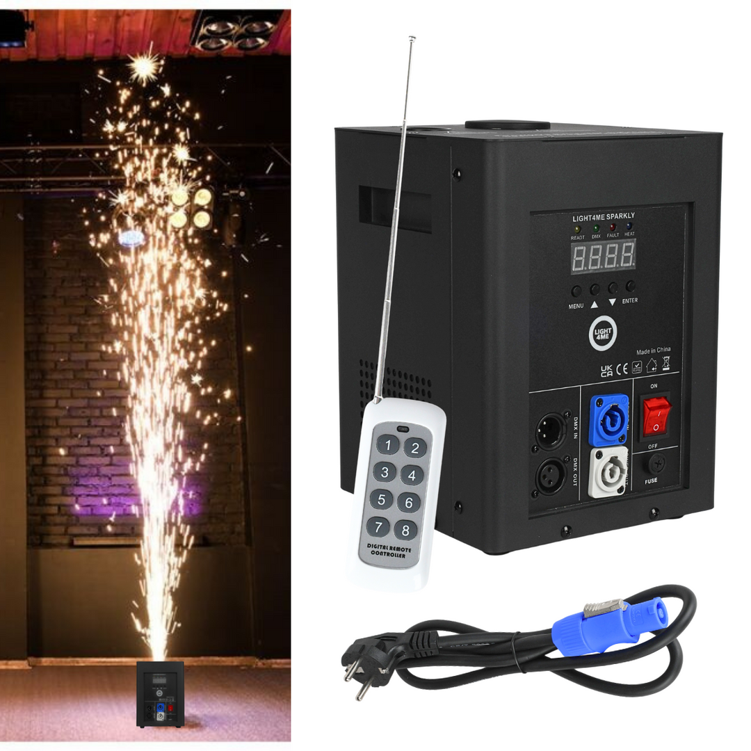LIGHT4ME SPARKLY Cold Spark Maskin 600W DMX med trådlös fjärrkontroll