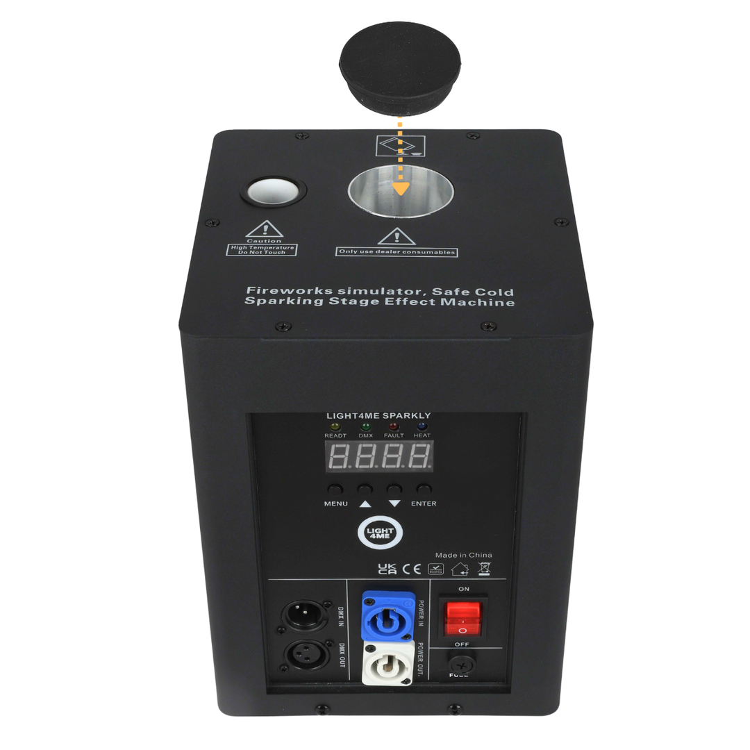 LIGHT4ME SPARKLY Cold Spark Maskin 600W DMX med trådlös fjärrkontroll