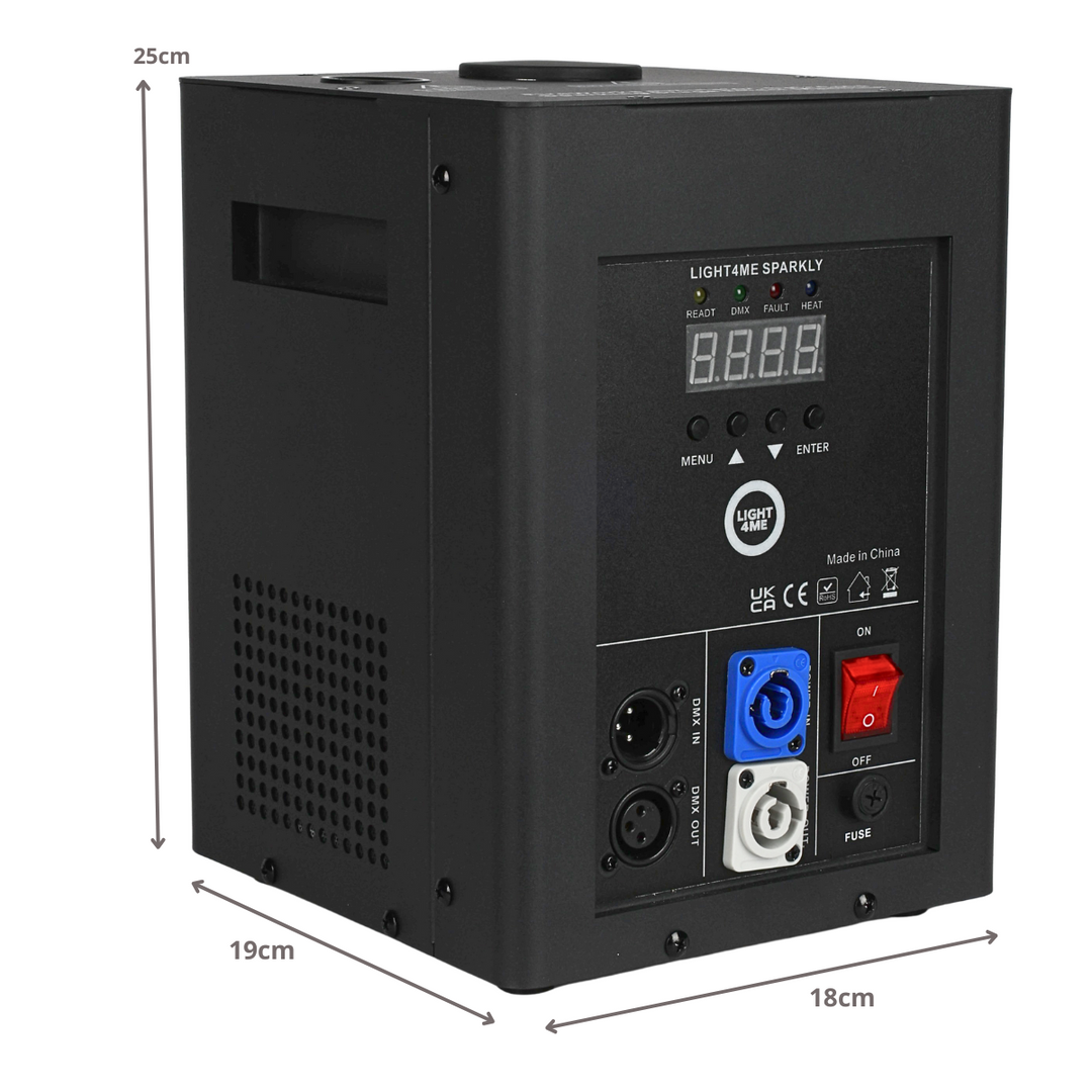 LIGHT4ME SPARKLY Cold Spark Maskin 600W DMX med trådlös fjärrkontroll