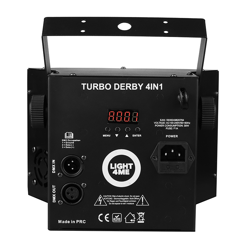 Light4Me Turbo Derby 4-i-1 – RGBW, UV, strobe & laser