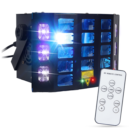 Light4Me Turbo Derby 4-i-1 – RGBW, UV, strobe & laser