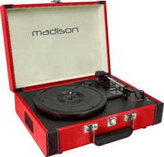 Madison Vintage Skivspelare med Bluetooth (Röd)