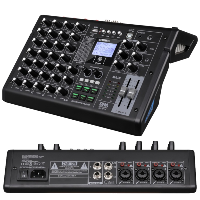 DNA MIX-EFF 6 analog mixer med 6 kanaler, Bluetooth, USB och DSP