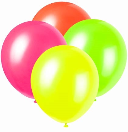 Neonfärgade UV-ballonger (Mix, 100 st.) 