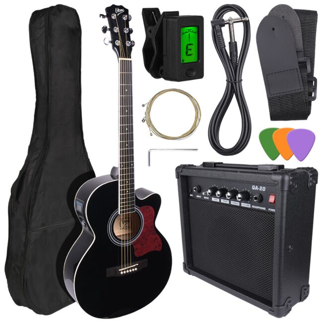V-Tone EAG SET BK elektrisk akustisk guitar + forstærker, Sort