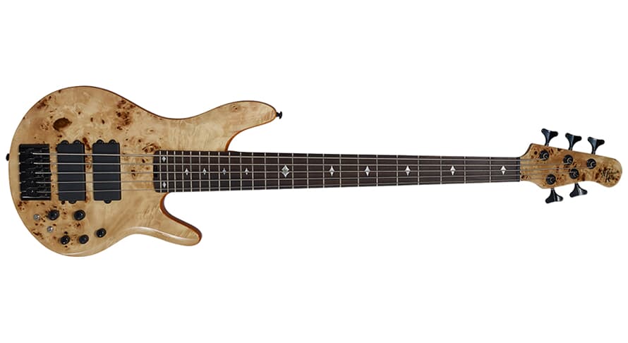 Michael Kelly Pinnacle 5 femsträngad elbas, Natural Burl