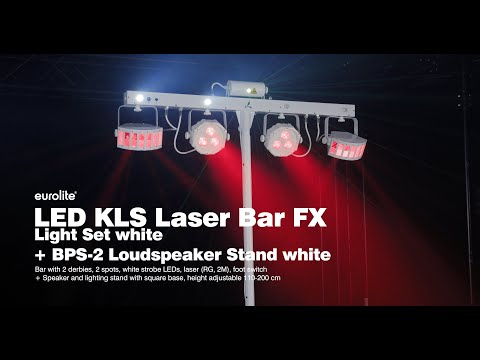 EUROLITE Set LED KLS Laser Bar FX Light Set vit + BPS-2 högtalarstativ vit