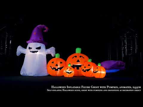 Halloween oppustelig figur spøgelse med græskar, 128 cm