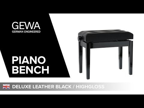 GEWA pianopall Deluxe Leather Black, Highgloss - svart klädsel i konstläder