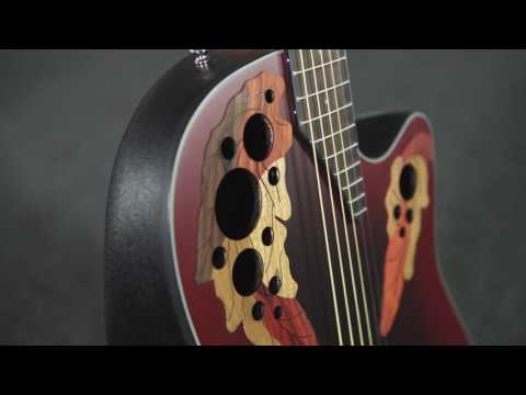 Ovation E-akustisk Gitarrer Celebrity Elite Mid Cutaway - Rubinröd (CE44-RR-G)