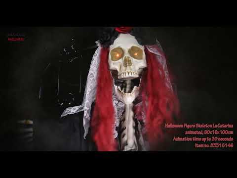 Halloween-figur skelettet La Catarina, animeret, 100 cm