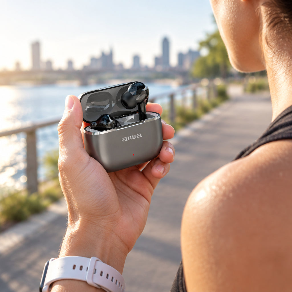 AIWA ETWS-160 True Wireless Earbuds med ANC, ENC och Bluetooth 5.4