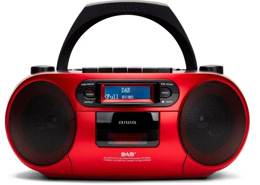AIWA RC-300 Boombox med CD, Kassette, DAB+, Bluetooth og USB, rød