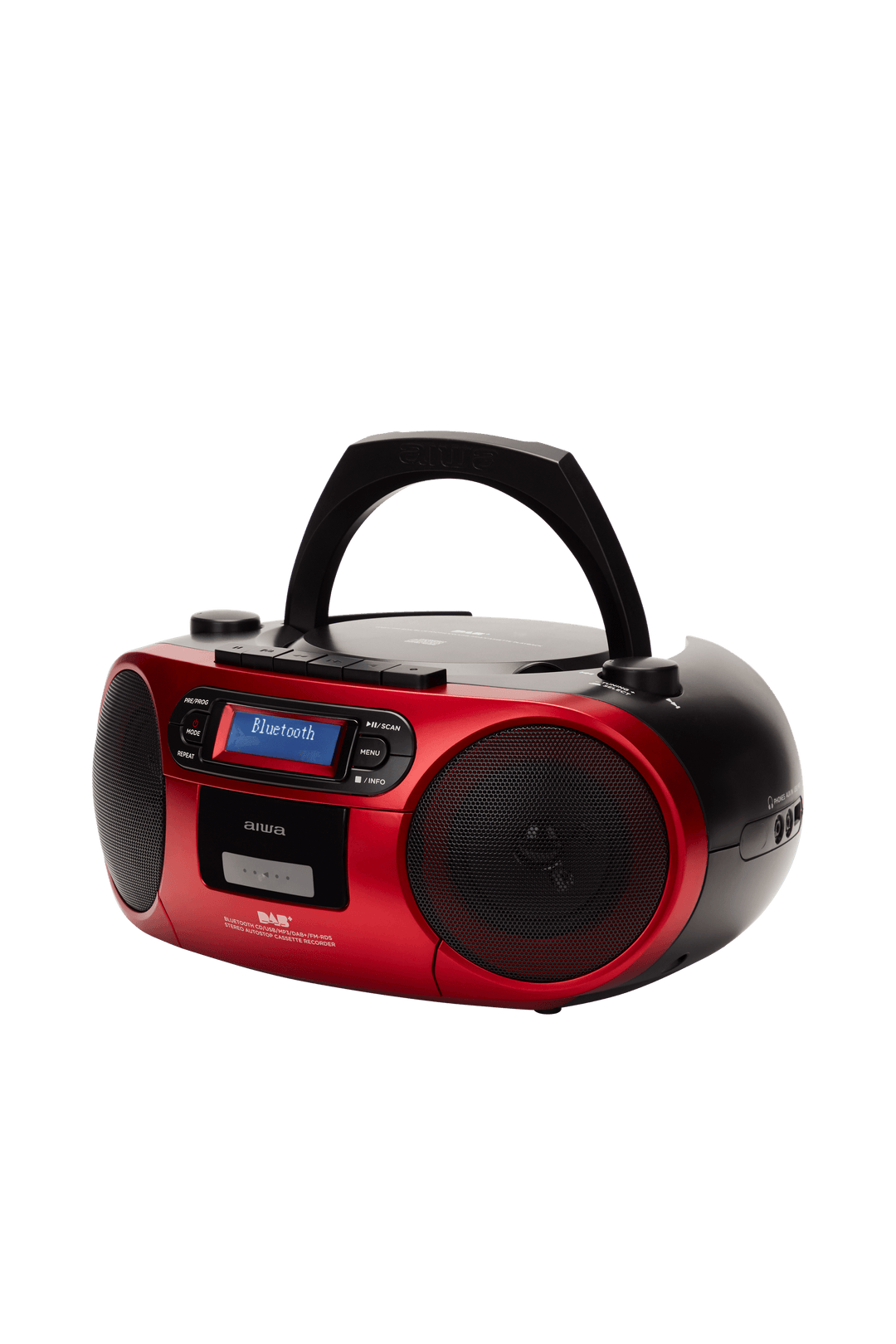 AIWA RC-300 Boombox med CD, Kassette, DAB+, Bluetooth og USB, rød