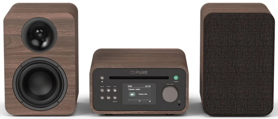 Pure Classic Stereo Mini Hi-Fi-system – DAB+, CD, Bluetooth, 40W, valnöt