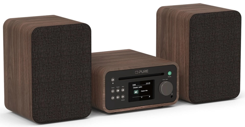 Pure Classic Stereo Mini Hi-Fi-system – DAB+, CD, Bluetooth, 40W, valnöt