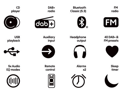 Pure Classic Stereo Mini Hi-Fi-system – DAB+, CD, Bluetooth, 40W, valnöt
