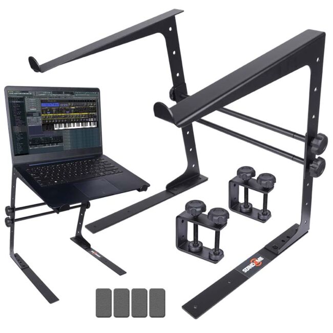 Laptopstativ med monteringsbeslag – justerbart för 12–17", Svart