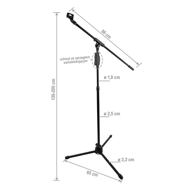 Mikrofonstativ med boom arm – justerbart 139–200 cm