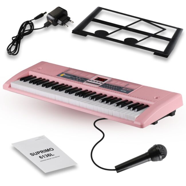 Suprimo Keyboard til Børn med Mikrofon – Pink