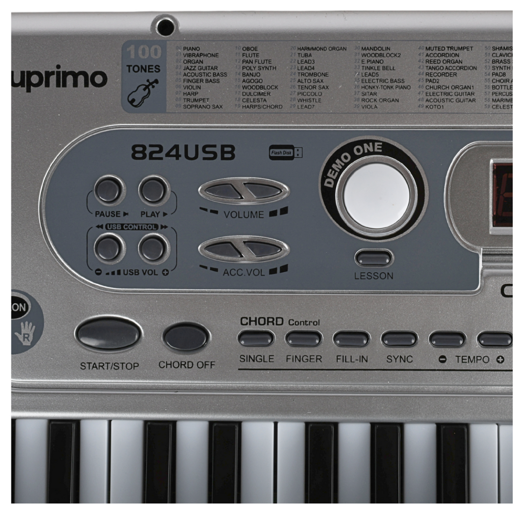 SUPRIMO 824 USB Keyboard med mikrofon, MP3-afspiller og nodestativ