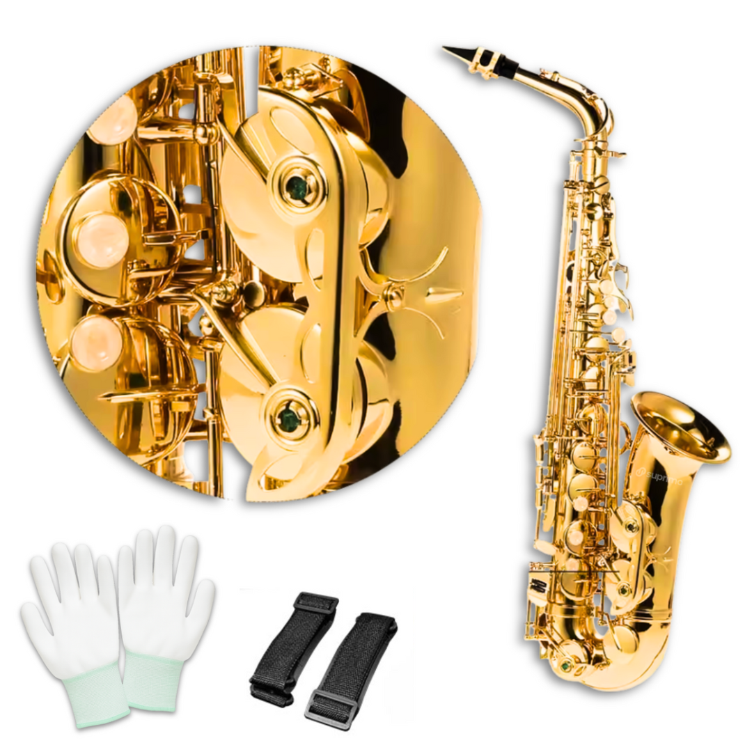 Suprimo Alto Saxo altsaxofon i E♭ – set med etui och tillbehör