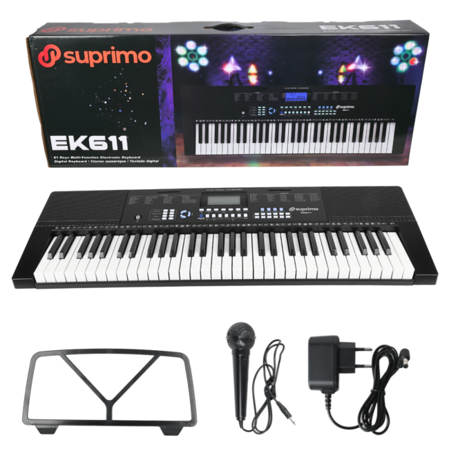 Suprimo EK611 Keyboards 61 Tangenter, Sort